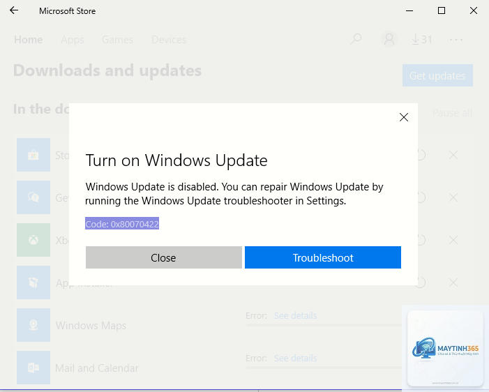 0x80070422 microsoft store
