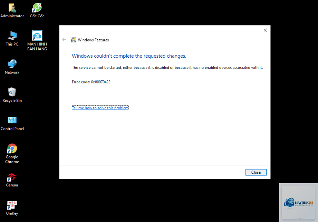0x80070422 trên windows 10