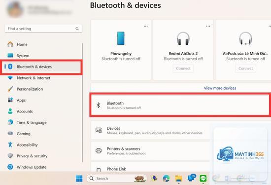 cách bật bluetooth windows 11