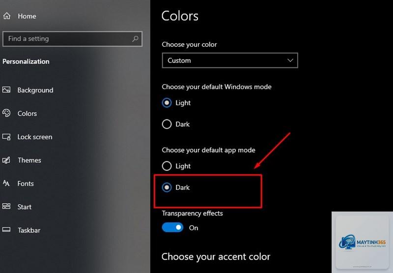 cách bật chế độ tối windows