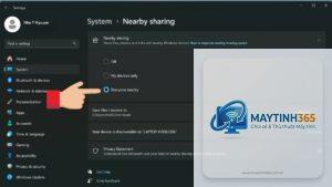 cách bật nearby sharing windows 11