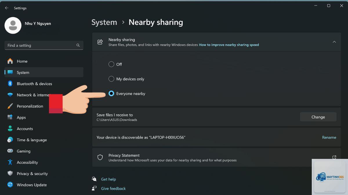 cách bật nearby sharing windows 11 - Hình 1