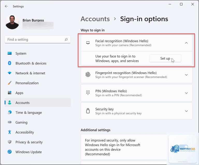 cách bật nhận diện khuôn mặt windows hello