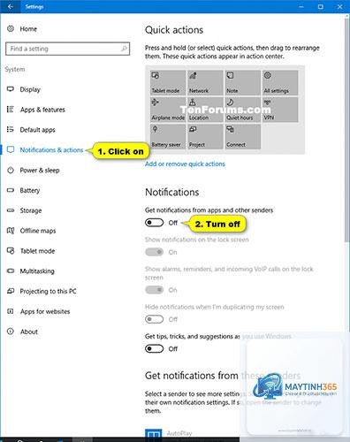 cách bật notifications