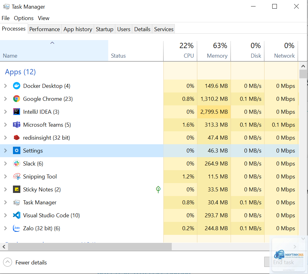 cách bật startup app bằng task manager