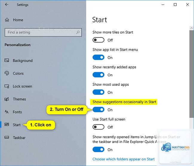 cách bật ứng dụng đề xuất start menu - Hình 4