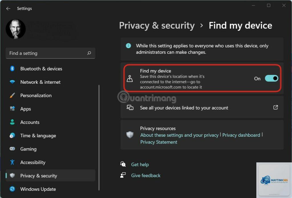 cách bật vị trí windows 11