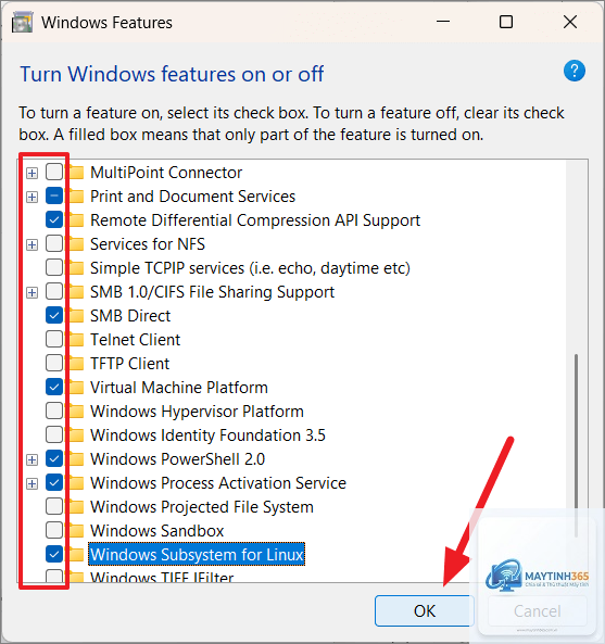 cách bật windows features