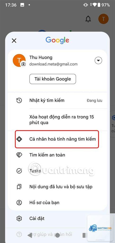 cách cá nhân hóa search settings