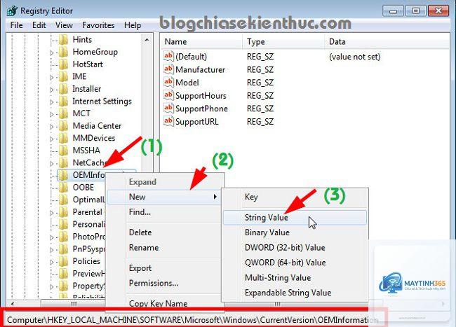 cách cá nhân hóa sign in settings registry