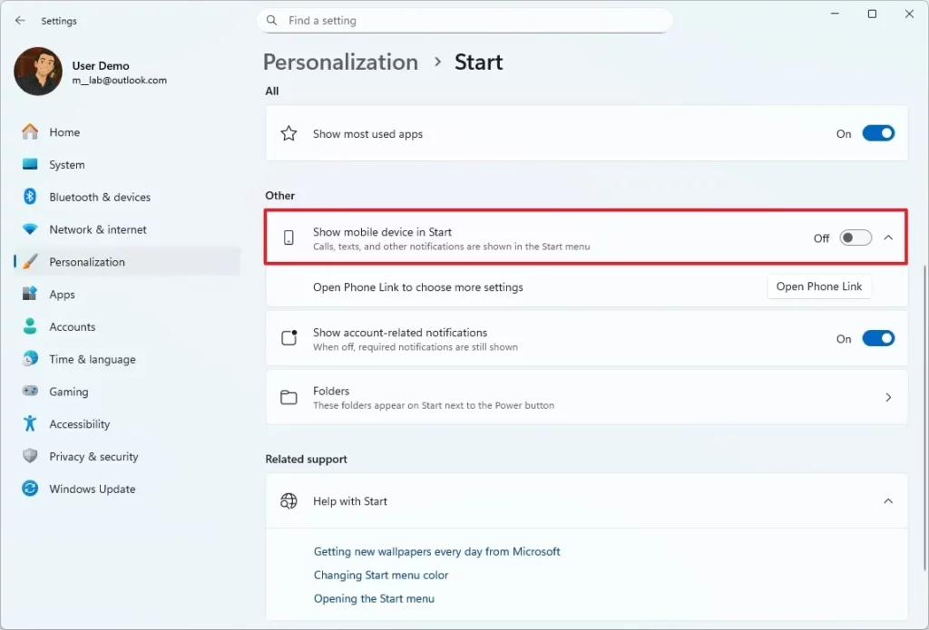 cách cá nhân hóa start menu windows 11