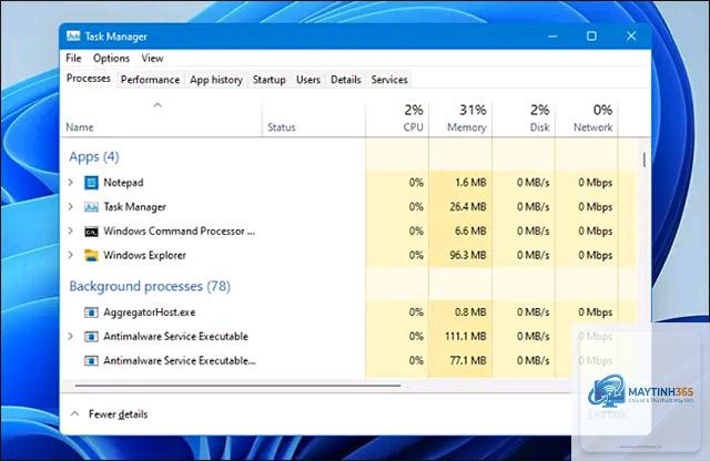 cách cá nhân hóa task manager windows 11