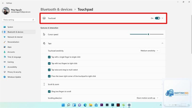 cách cấu hình touchpad windows 11