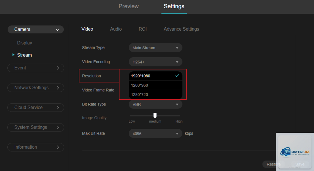 cách cấu hình video settings
