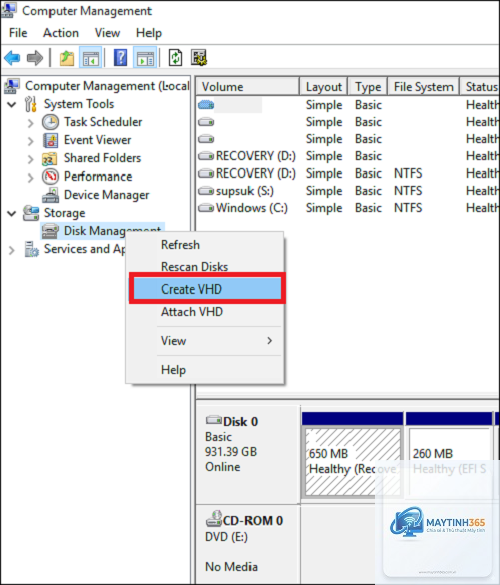 cách cấu hình virtual hard disk