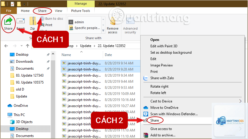 cách chia sẻ file bằng file explorer