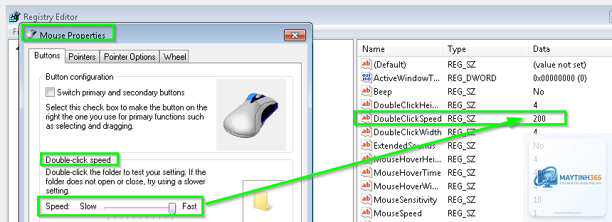 cách chỉnh double click speed bằng registry
