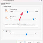 cách chỉnh keyboard repeat delay registry