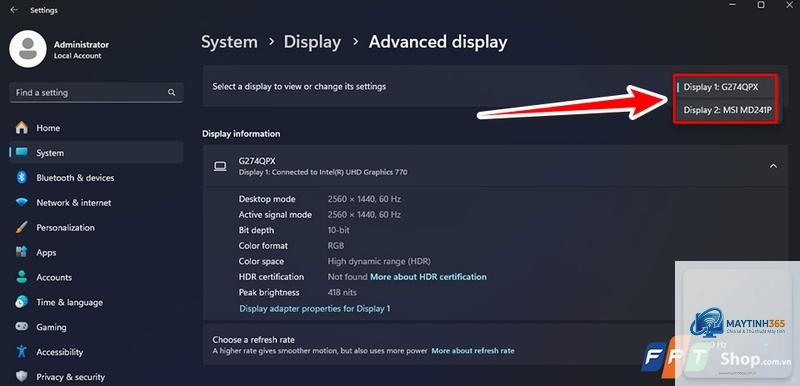 cách chỉnh refresh rate windows 11 - Hình 3