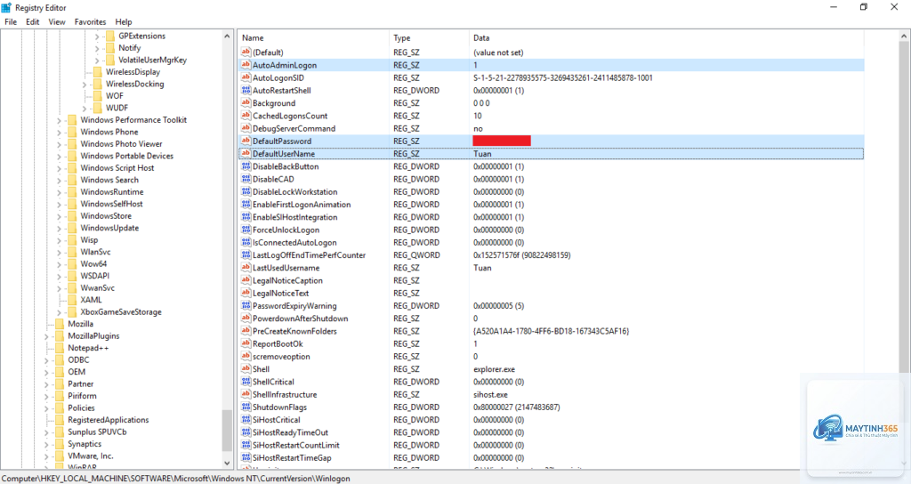cách chỉnh registry cho đăng nhập windows