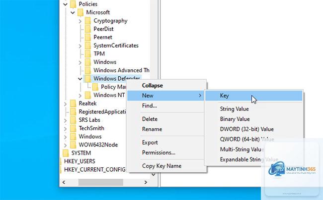 cách chỉnh registry cho windows defender
