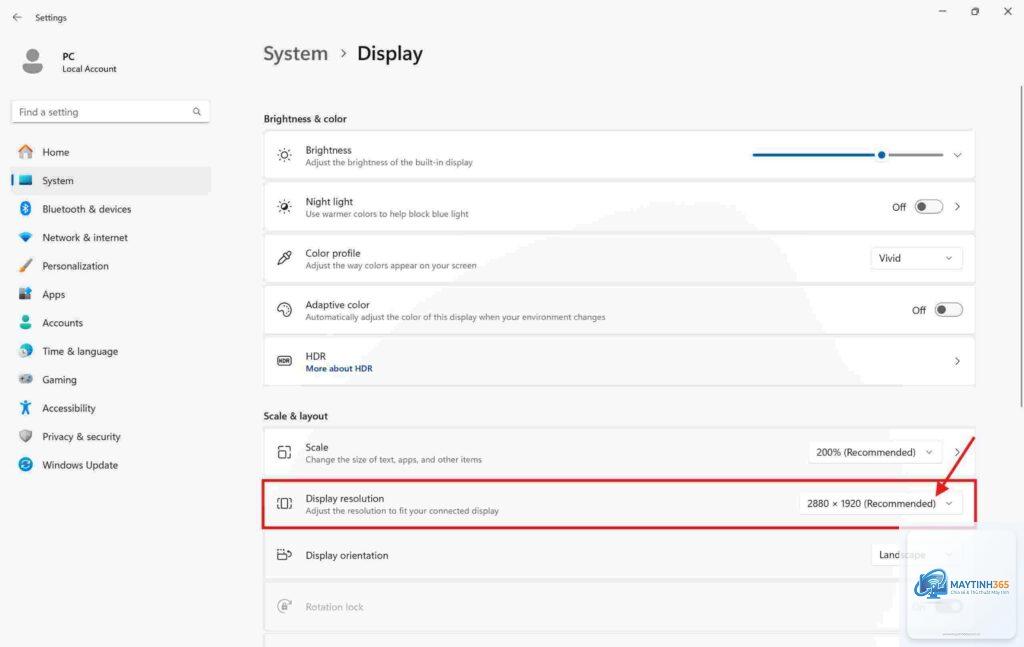 cách chỉnh scale màn hình windows 11