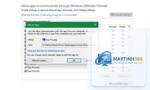 cách cho phép ứng dụng qua firewall