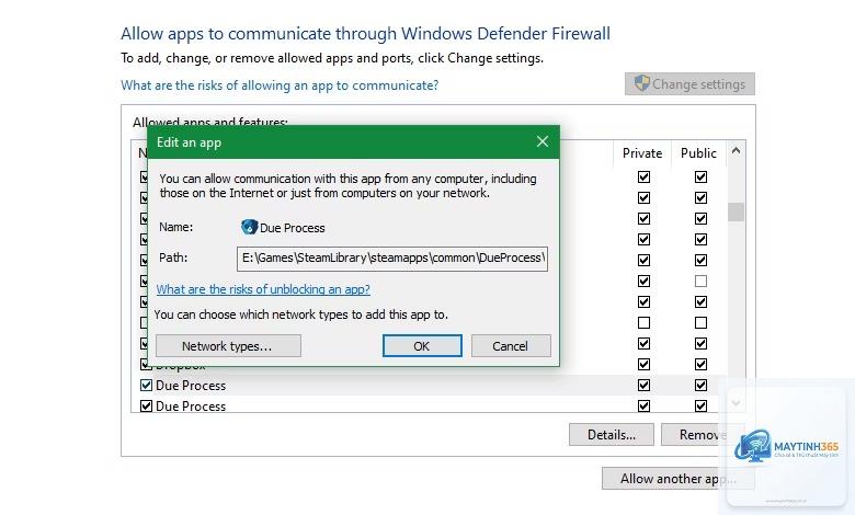cách cho phép ứng dụng qua firewall