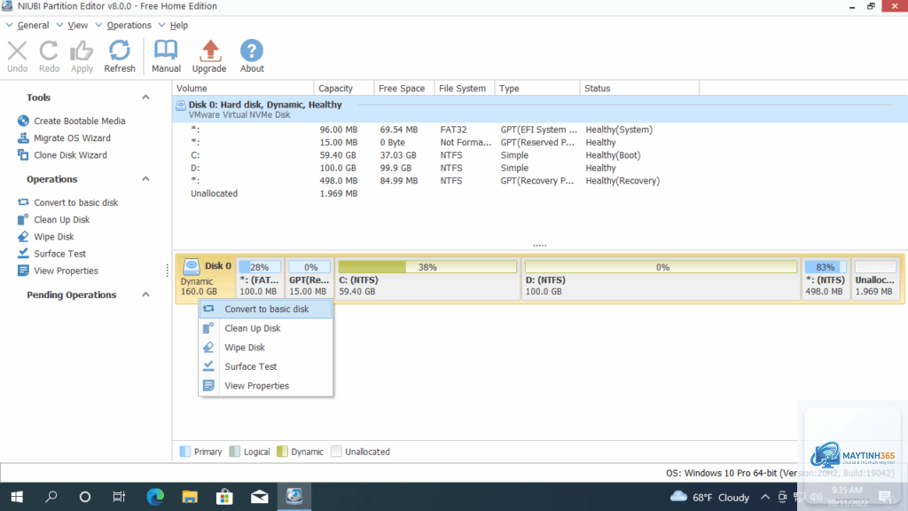 cách chuyển basic disk sang dynamic disk