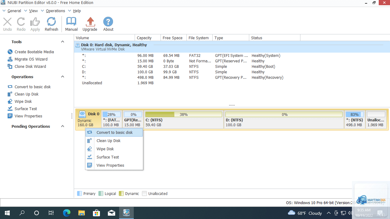 cách chuyển dynamic disk sang basic disk - Hình 2