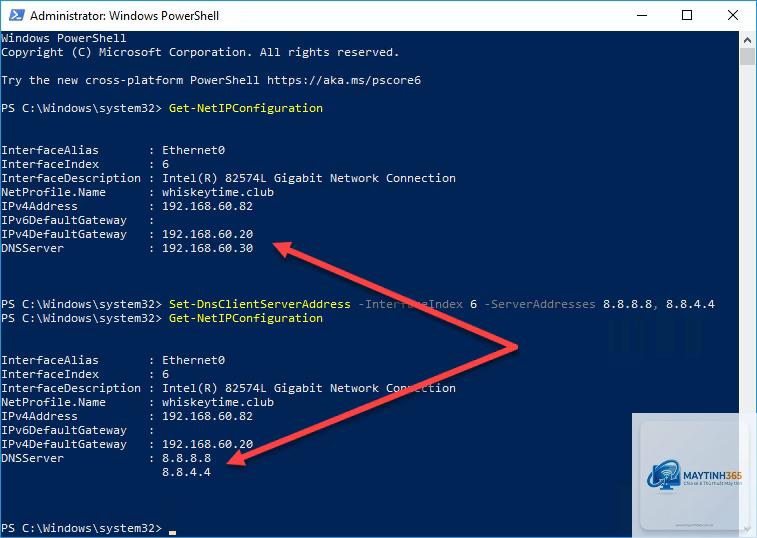 cách đổi dns bằng powershell