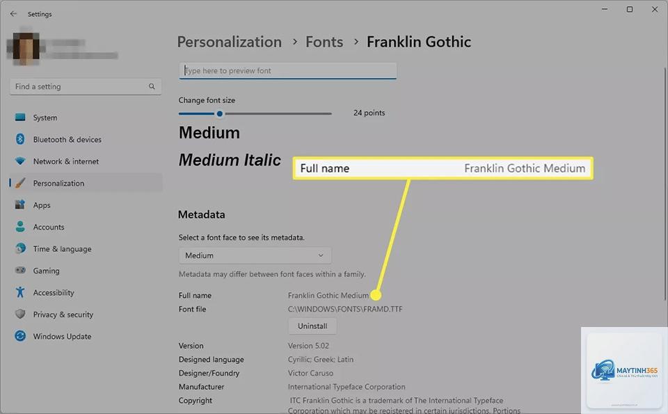 cách đổi font chữ windows 11