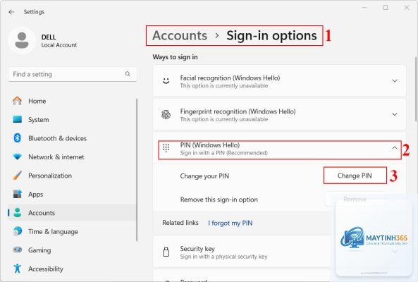 cách đổi mã pin windows hello