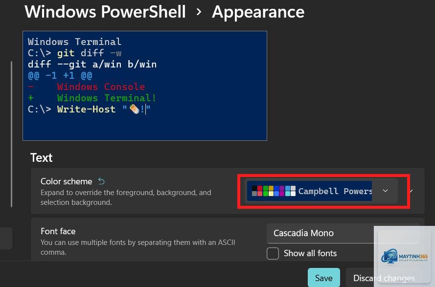 cách đổi màu powershell