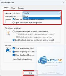 cách đổi thư mục khởi động file explorer