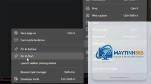 cách ghim edge vào start menu