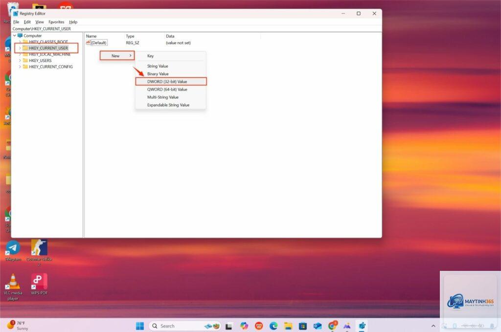 cách ghim registry editor vào taskbar