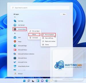 cách ghim ứng dụng yêu thích vào start menu