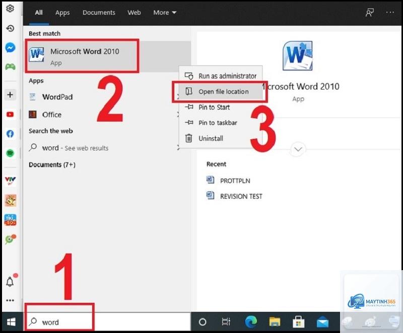 cách ghim word vào start menu
