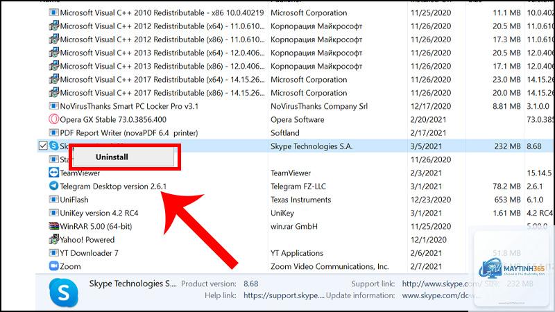 cách gỡ skype