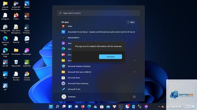 cách gỡ ứng dụng windows 11