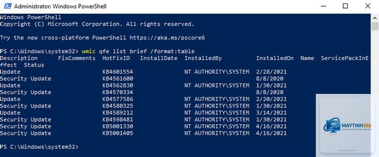 cách gỡ update bằng powershell