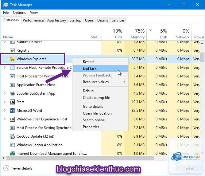 cách khởi động file explorer cùng windows