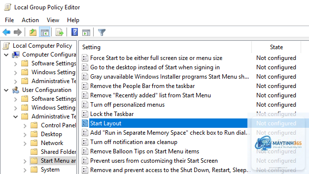 cách khôi phục bố cục start menu
