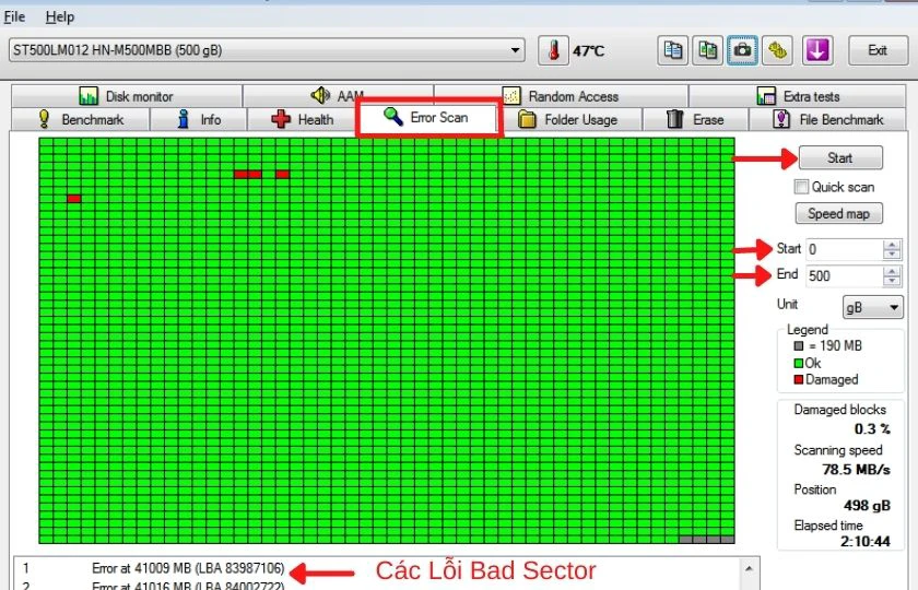 cách kiểm tra bad sector