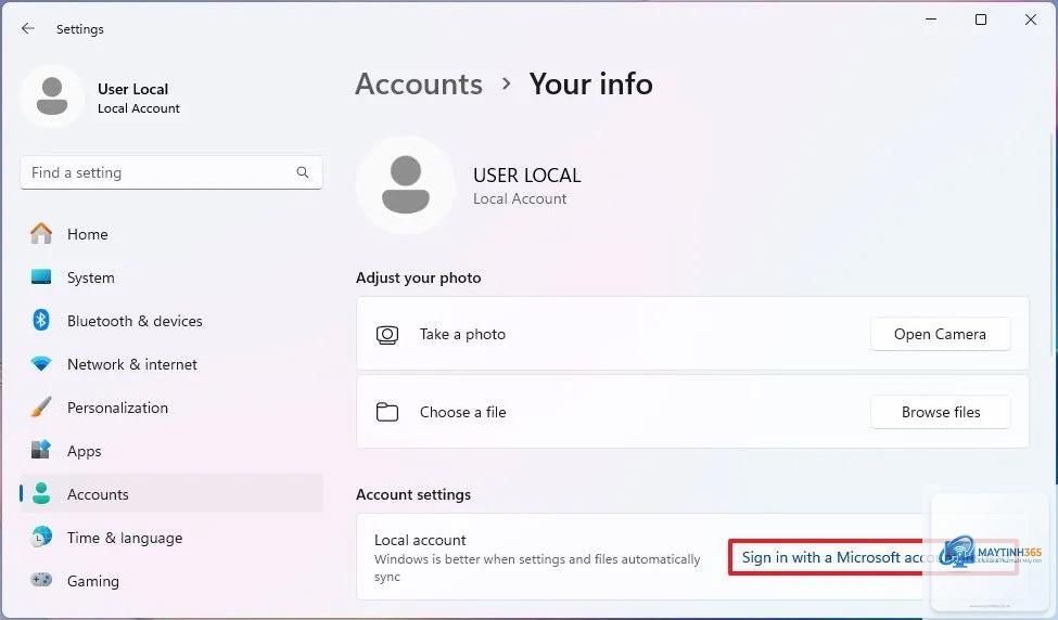 cách liên kết microsoft account với windows 11