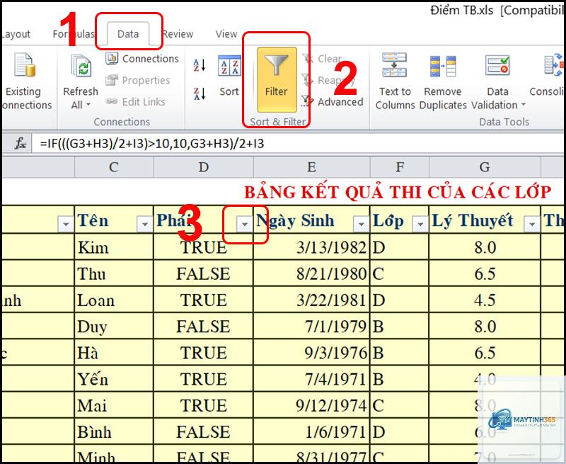 cách lọc file excel