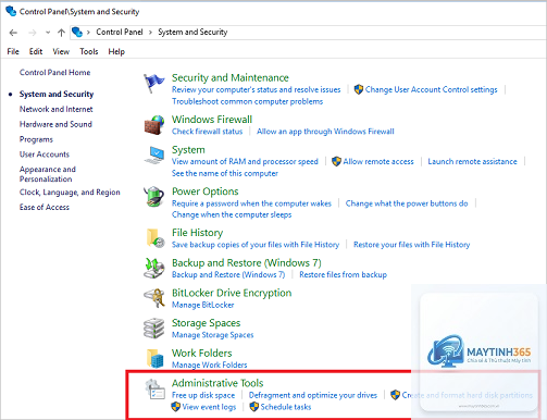 cách mở administrative tools