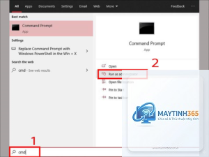 cách mở cmd bằng search