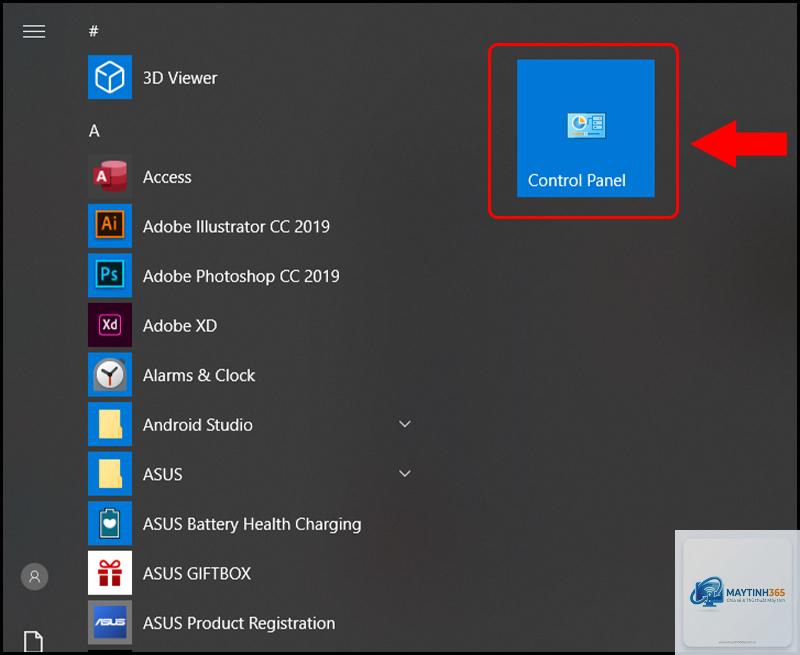 cách mở control panel từ start menu - Hình 3